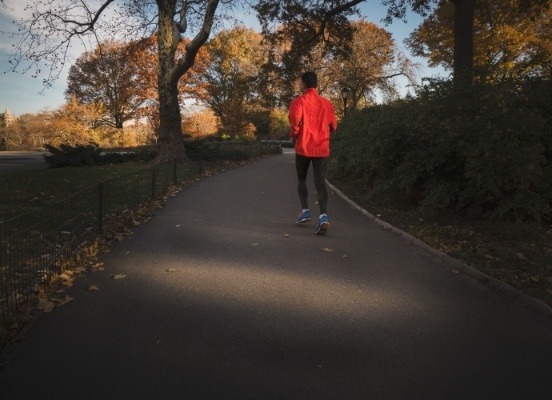 Man jogging up a hill
